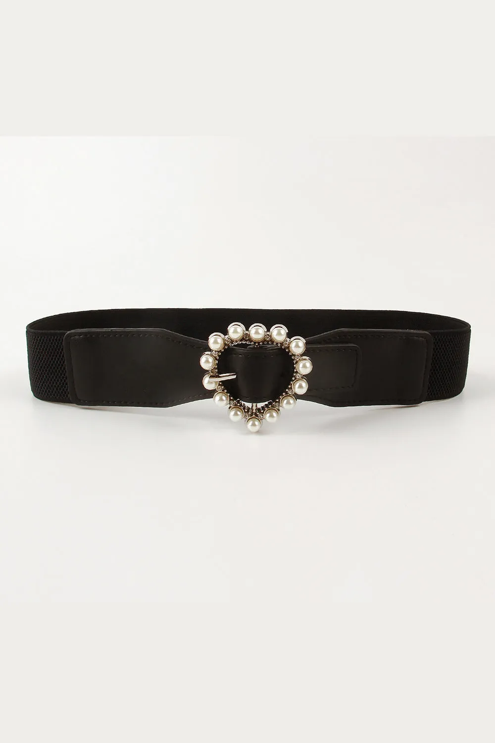 Pearl Heart Buckle Elastic Belt