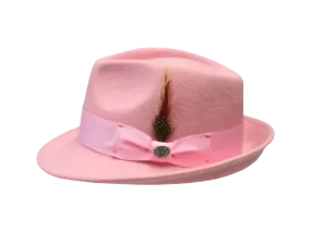 Pink Men's Wool Hats Hudson Collection Wool Felt Fedora Hat Semi-Crushable