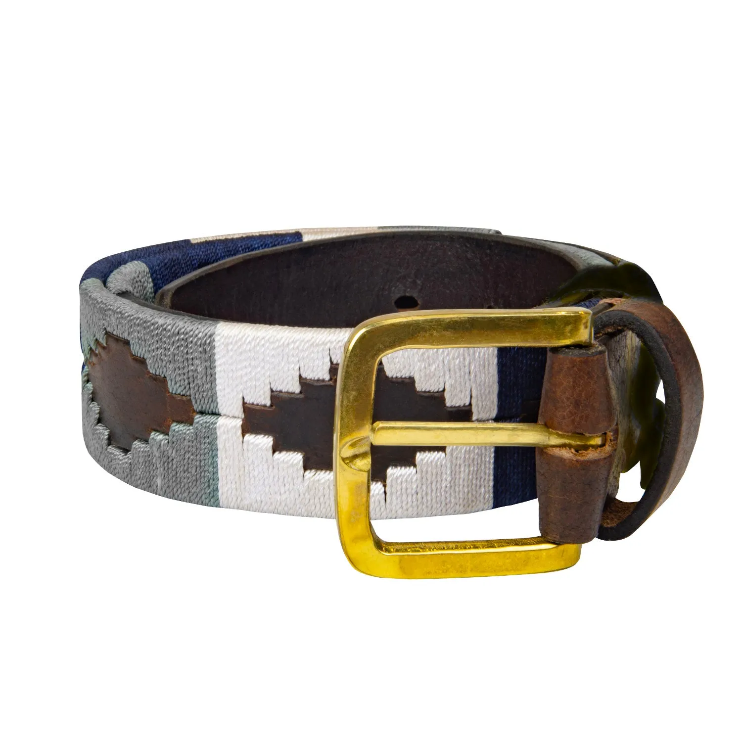 Polo Belt-Pampas Brown Grey White Blue