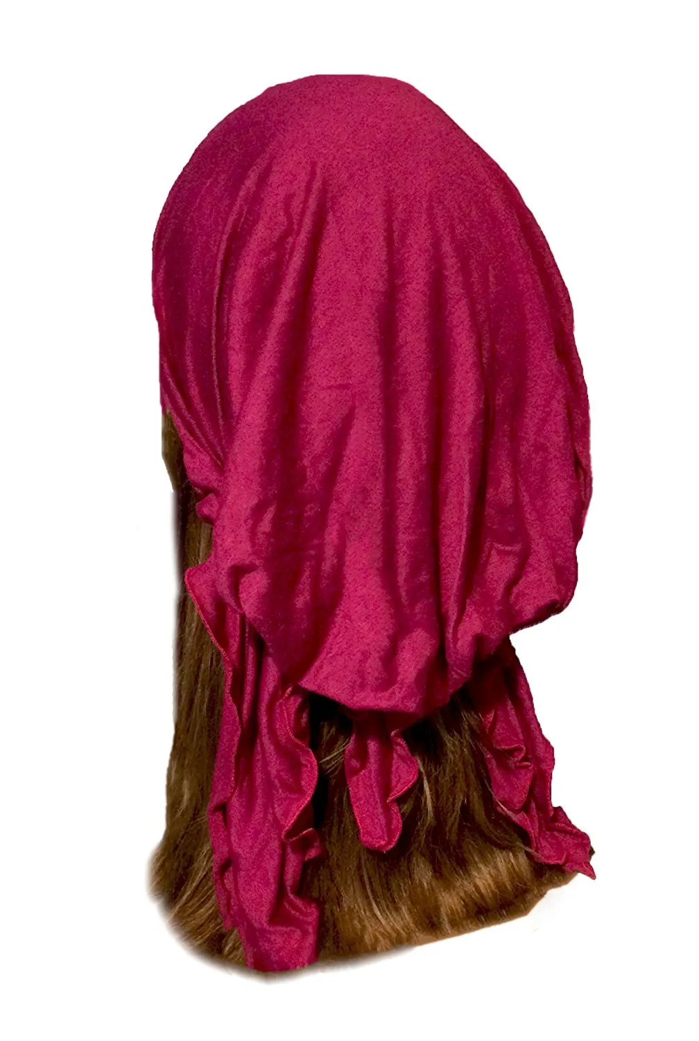 Pre-Tied Soft Cotton Snood Fuchsia Head-Scarf Hat Cancer Chemo Tichel Friendly in 30 Different Colors! (Fuchsia short - 014)