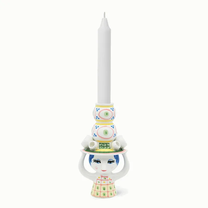 Rosendahl Bjørn Wiinblad Lady with Hat Candle Holder in Pink - 6.3 in