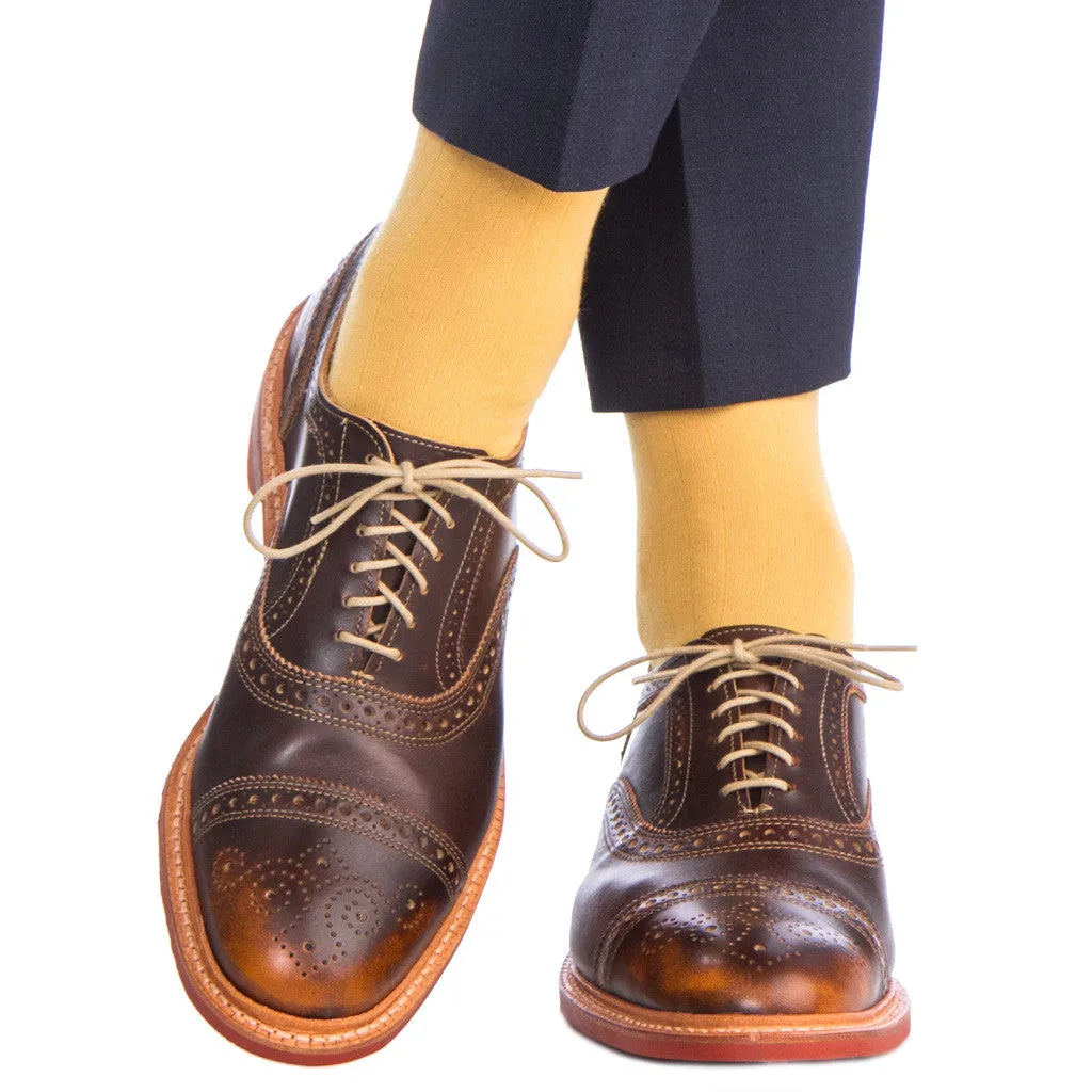 Saffron Solid Ribbed Fine Merino Wool Sock Linked Toe OTC