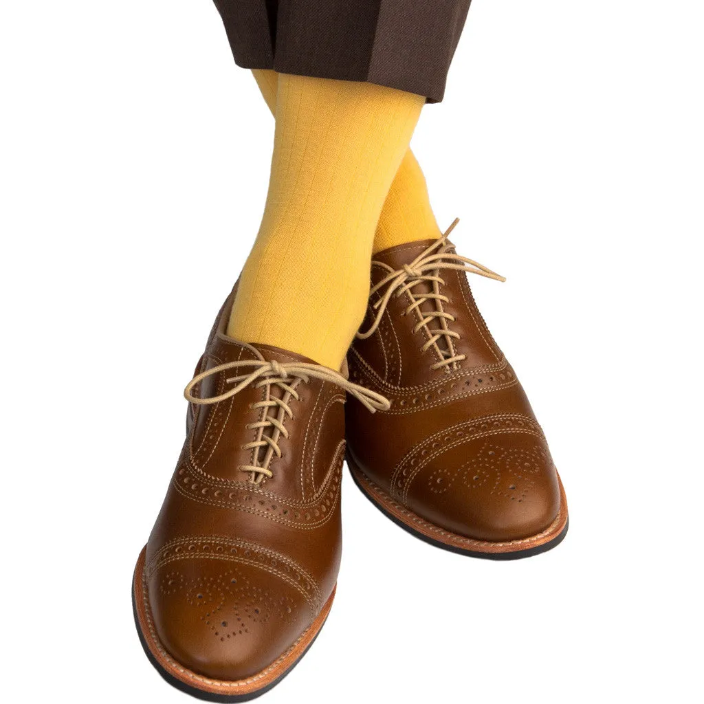 Saffron Solid Ribbed Fine Merino Wool Sock Linked Toe OTC