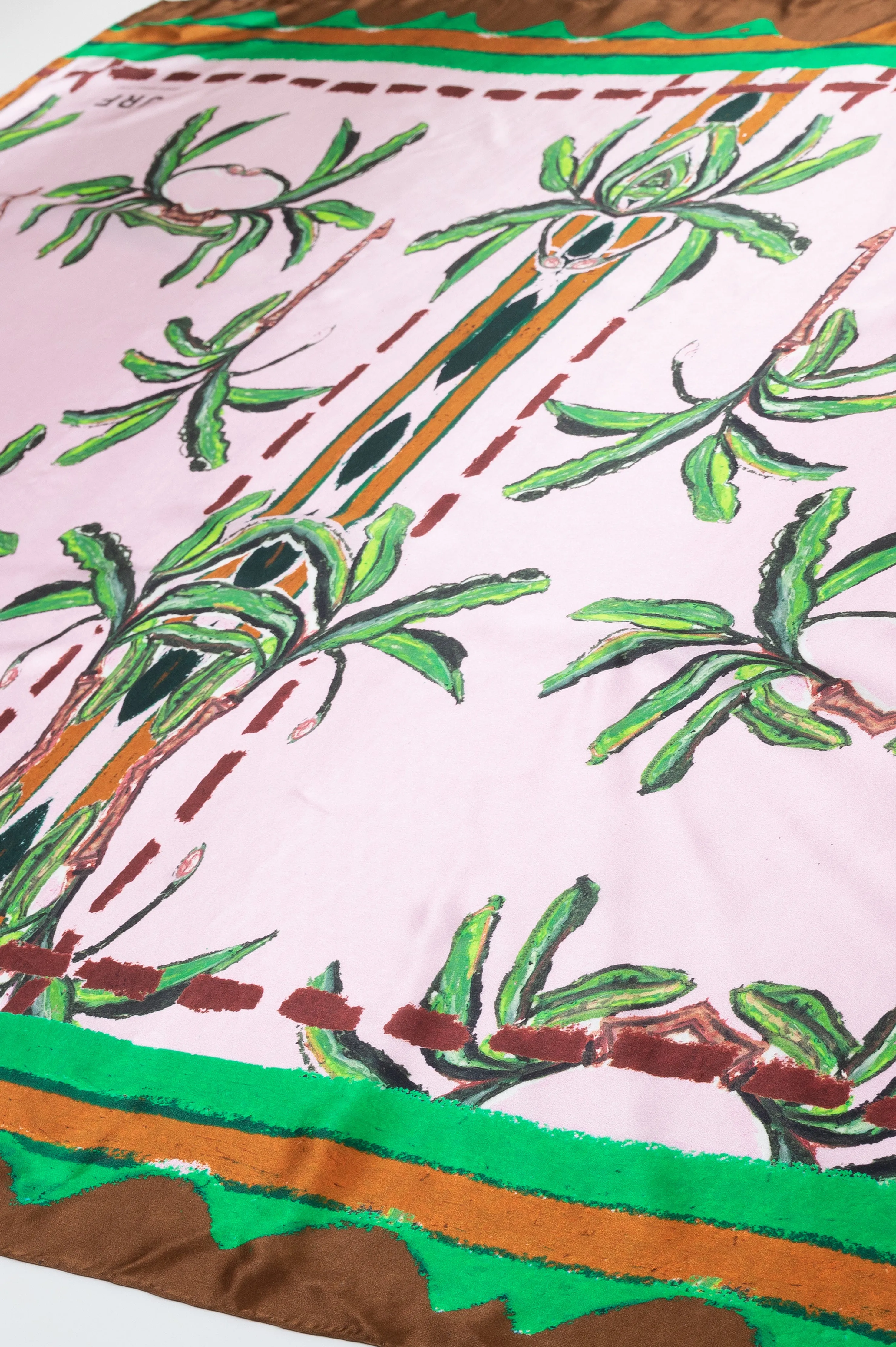 Silk Pareo Scarf / "Pink Palm"