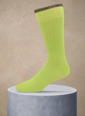 Solid Thin Rib Sock in Lime