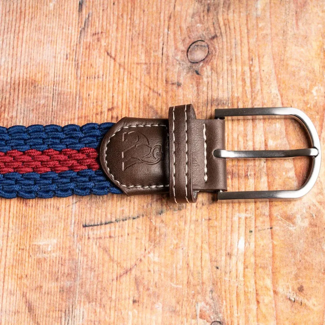 Swole Panda Woven Belt in Blue/Burgundy Stripe