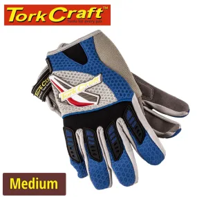 TORK CRAFT MECHANICS GLOVE MEDIUM SYNTHETIC LEATHER PALM AIR MESH BACK BLUE GL31