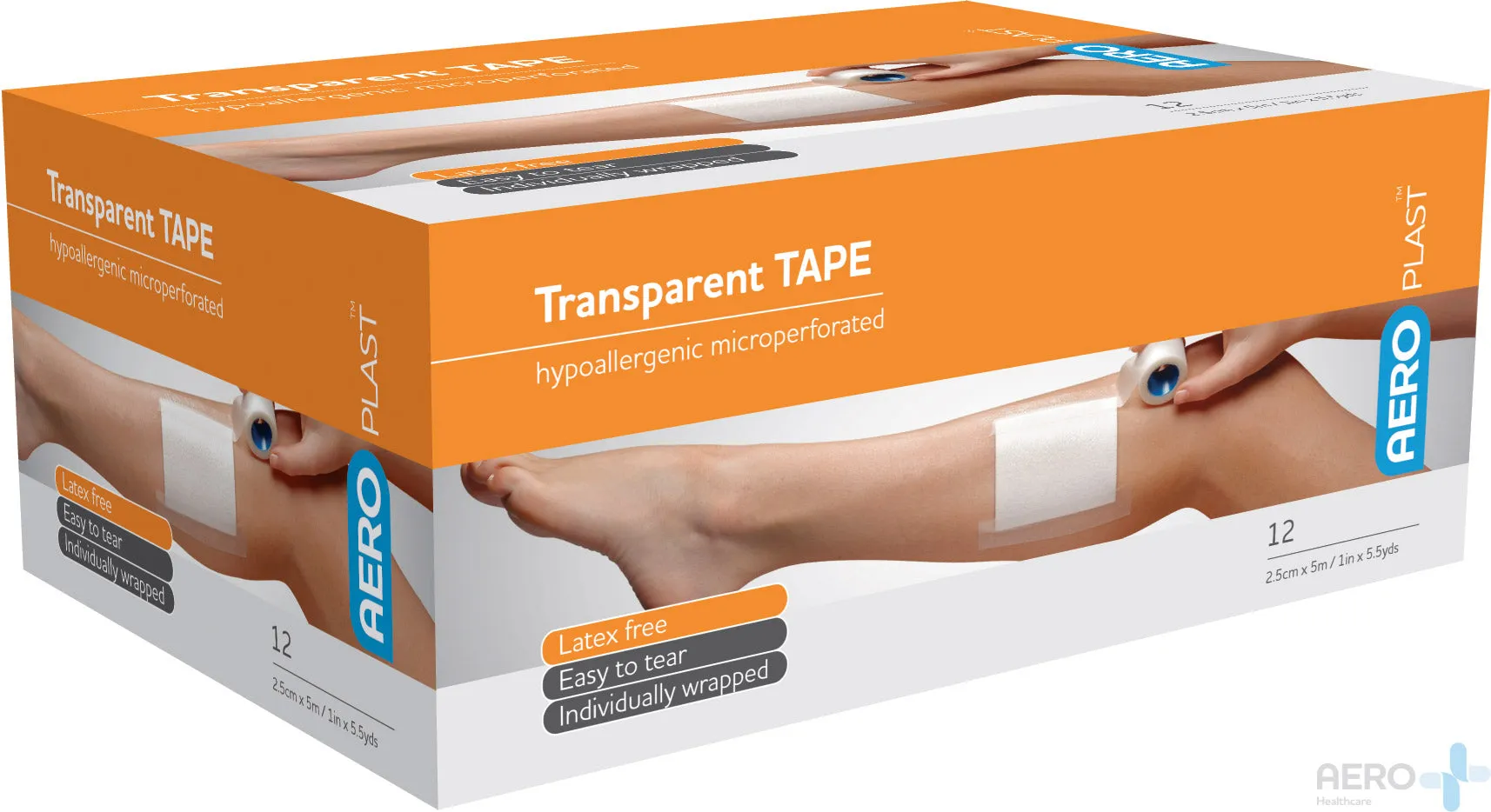 Transparent Water-Resistant Tape 2.5cm x 5.0m Box 12