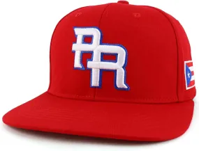 Trendy Apparel Shop PR 3D Embroidered Flatbill Snapback Cap with Puerto Rico Flag