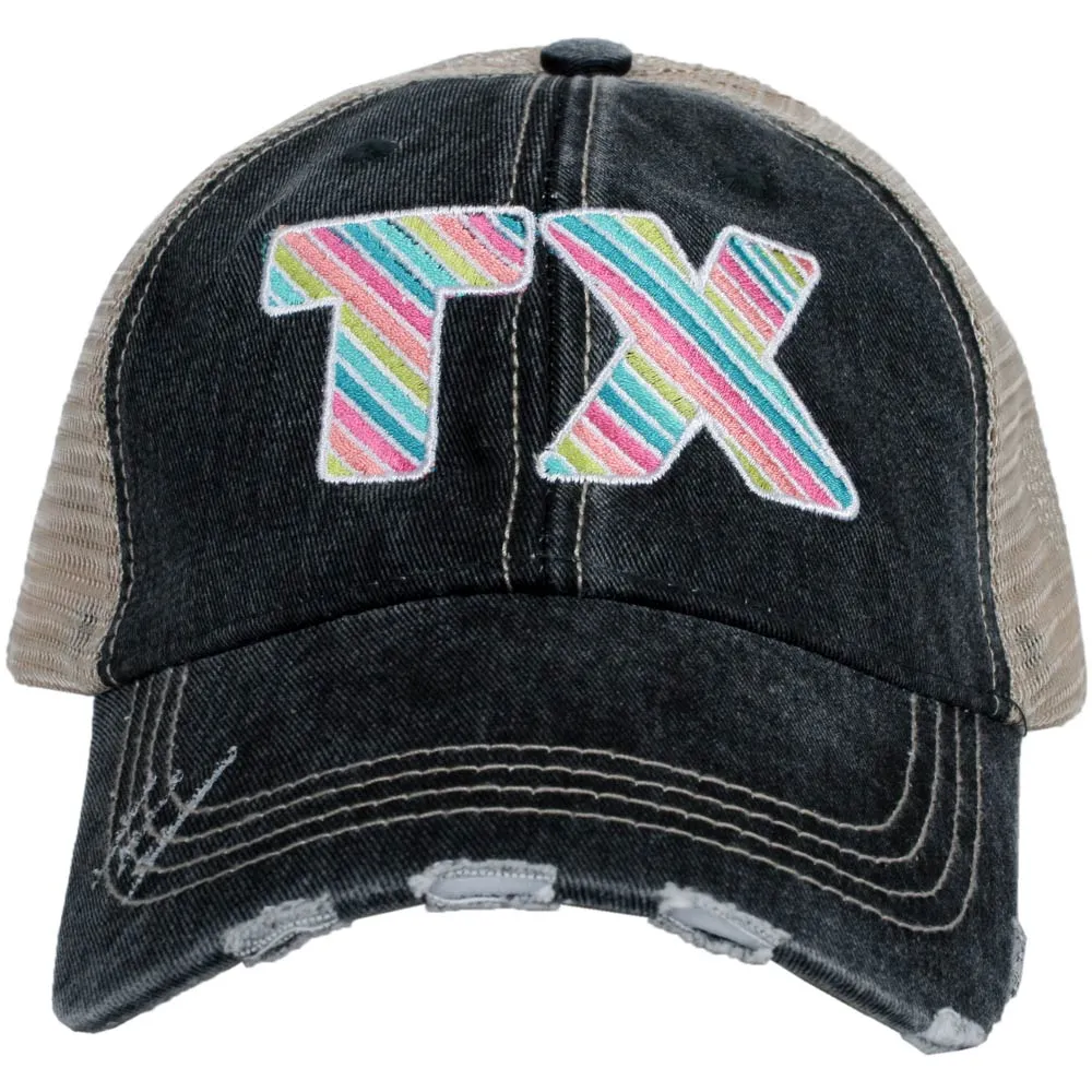 TX Rainbow Striped Wholesale Trucker Hats