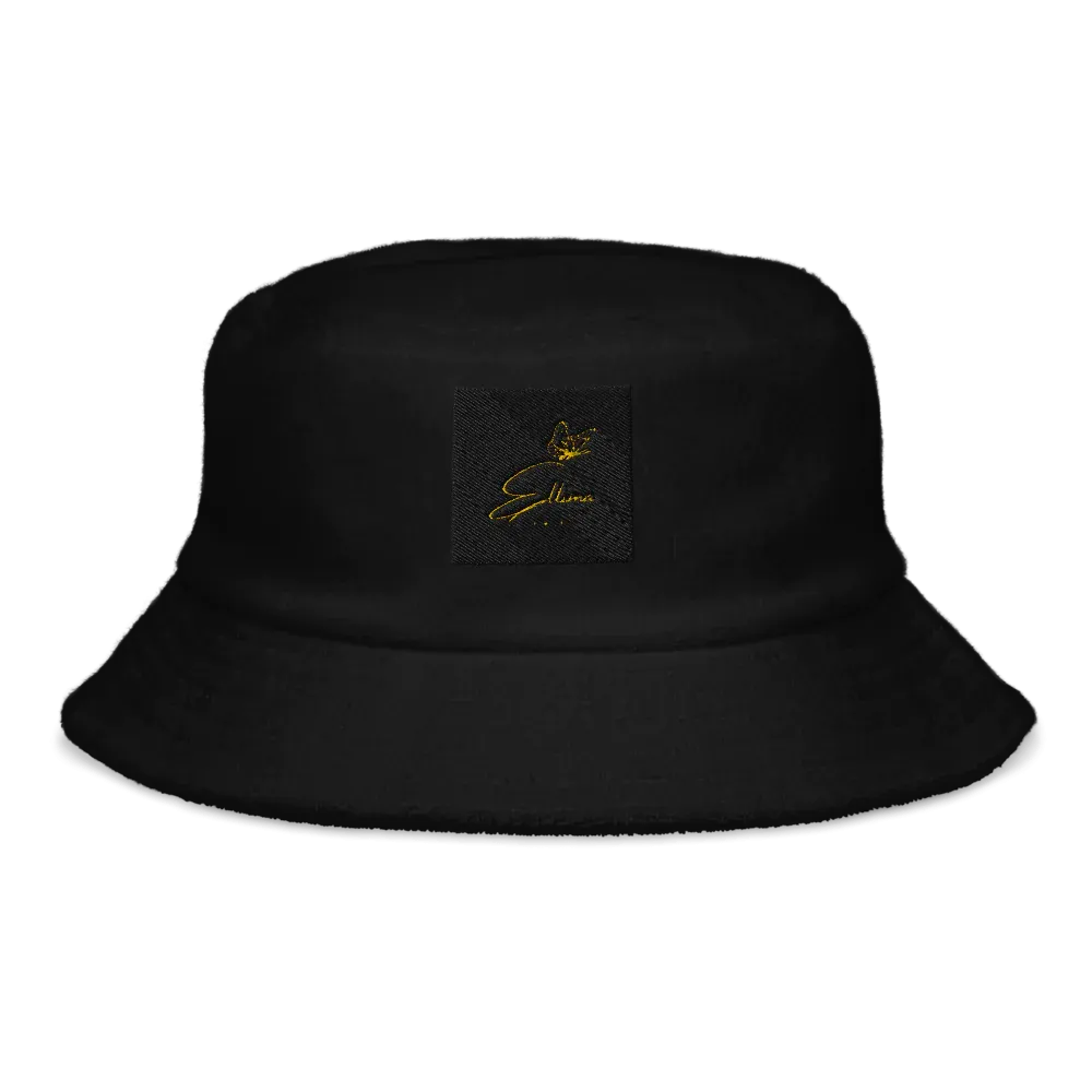 Unstructured Terry Cloth Bucket Hat with Logo