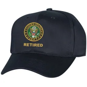 U.S. Army Crest RETIRED Embroidered Black Ballcap