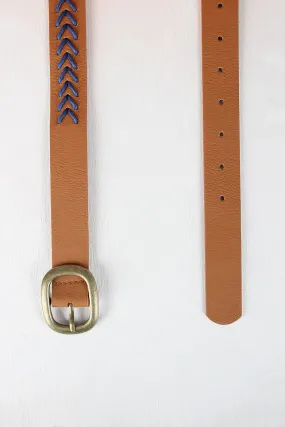 Woven Contrast Vegan Leather Belt