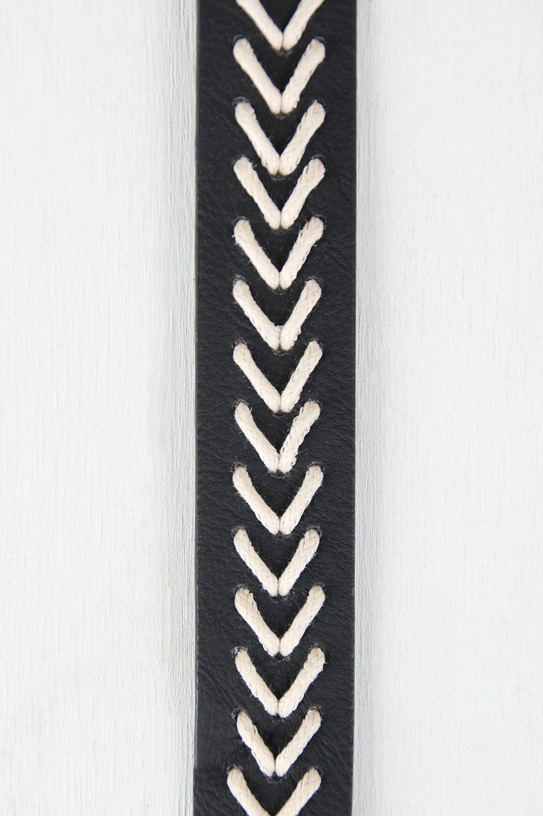 Woven Contrast Vegan Leather Belt